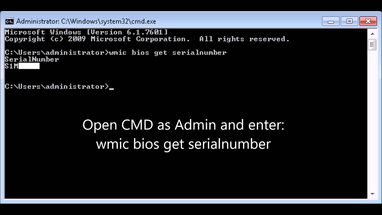 how to get monitor serial number through command prompt